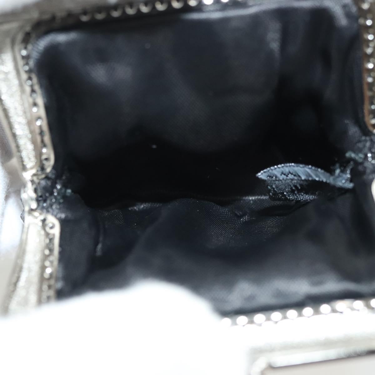 BALLY Rhinestone Chain Shoulder Bag Leather Black Silver Auth BA3151