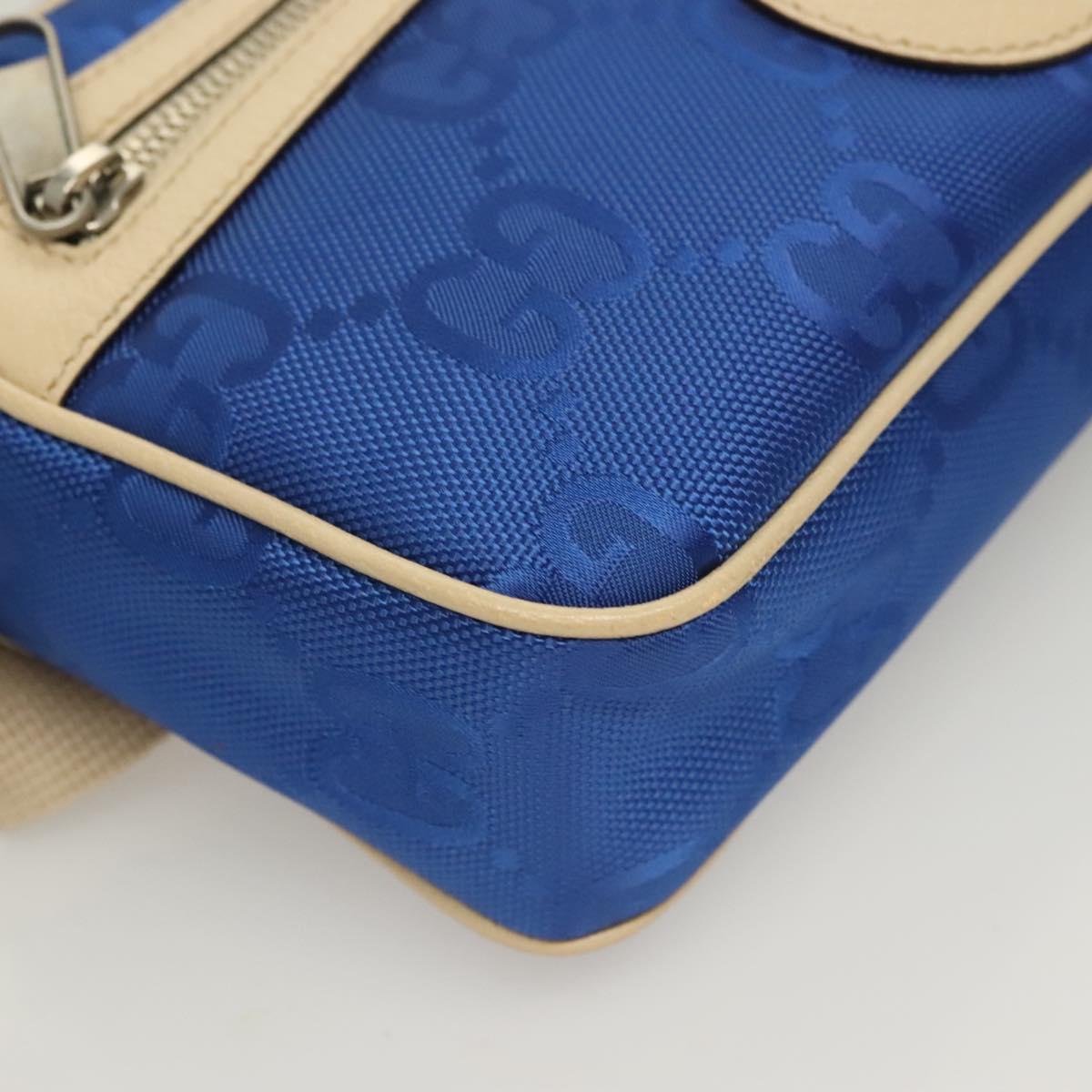 GUCCI GG Canvas Waist Bag Blue Beige 631341 Auth BA3160