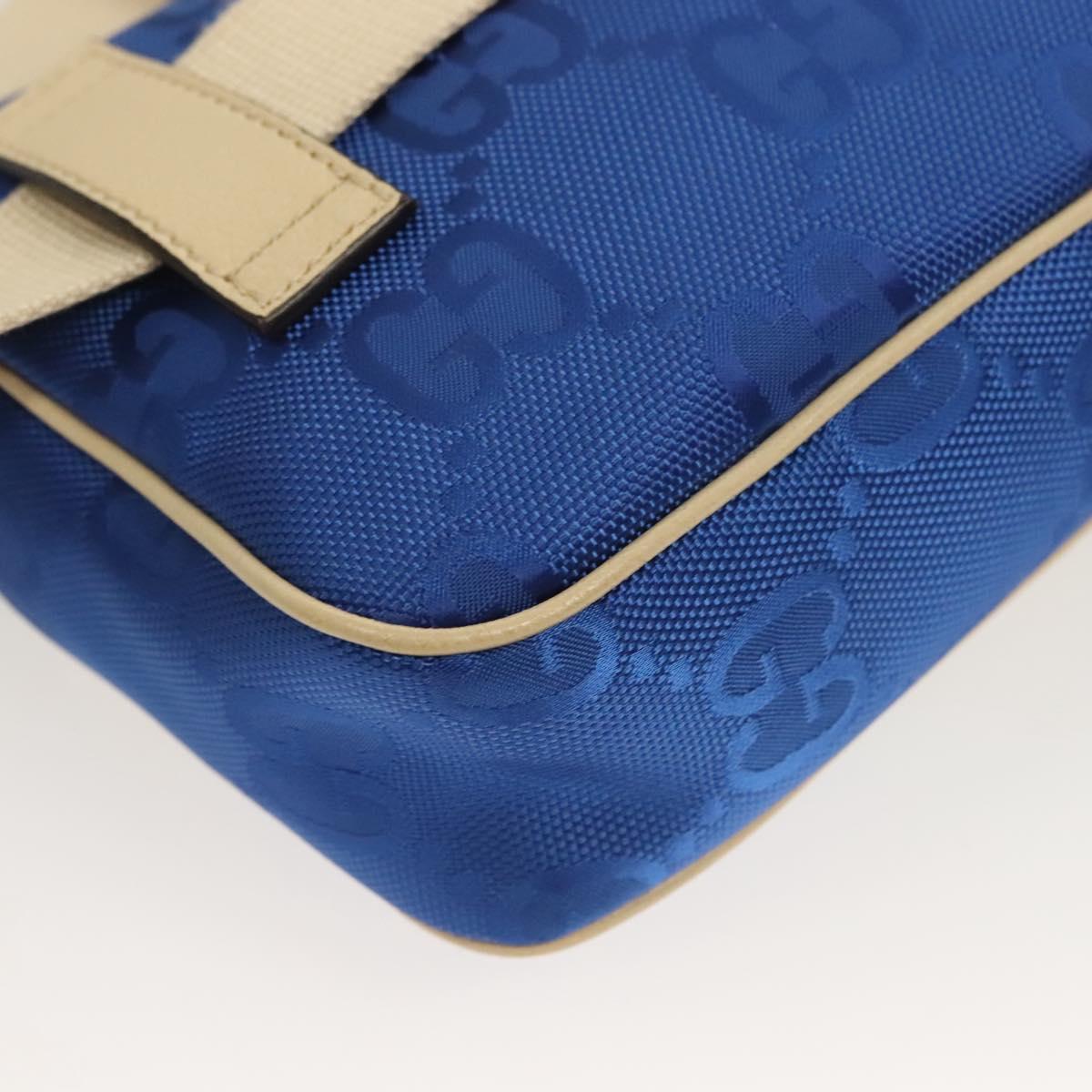 GUCCI GG Canvas Waist Bag Blue Beige 631341 Auth BA3160