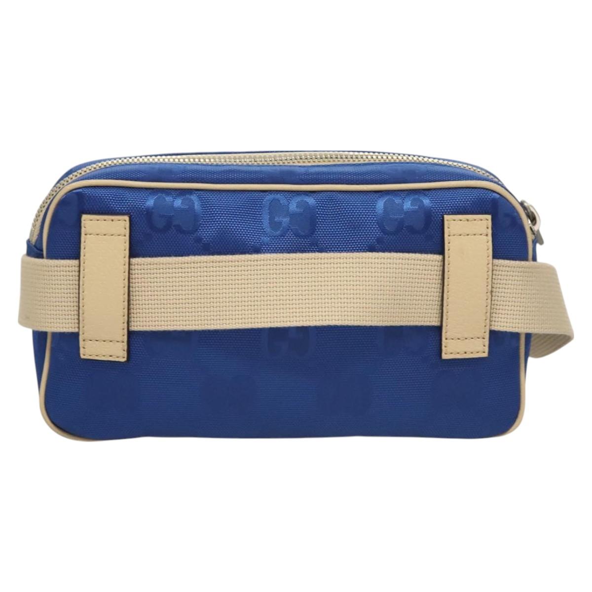 GUCCI GG Canvas Waist Bag Blue Beige 631341 Auth BA3160