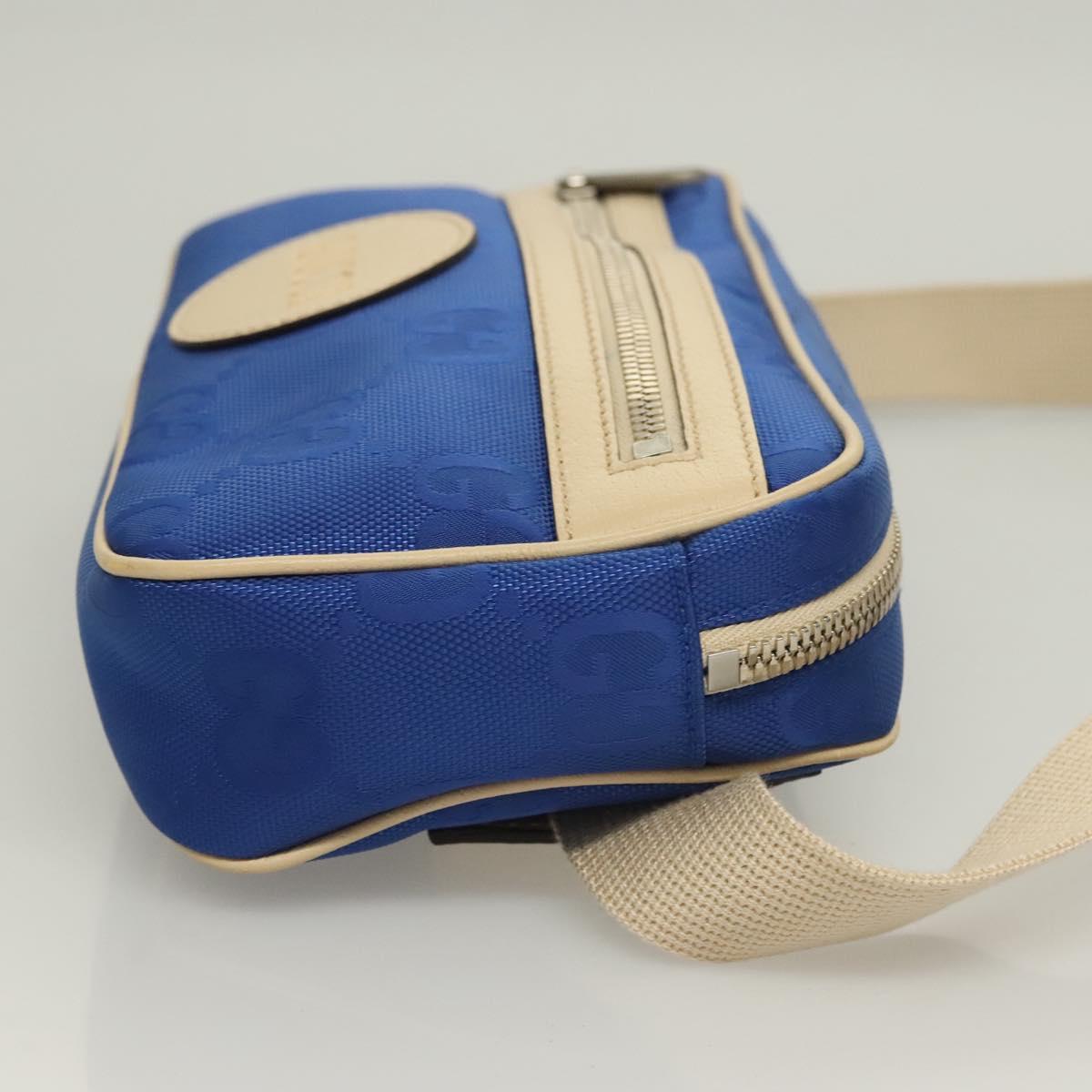 GUCCI GG Canvas Waist Bag Blue Beige 631341 Auth BA3160