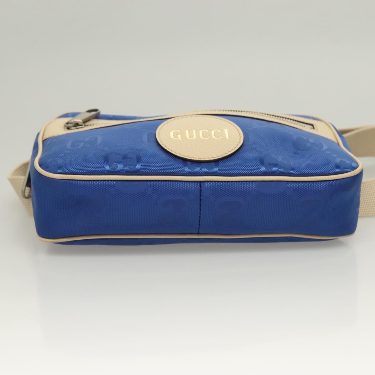 GUCCI GG Canvas Waist Bag Blue Beige 631341 Auth BA3160