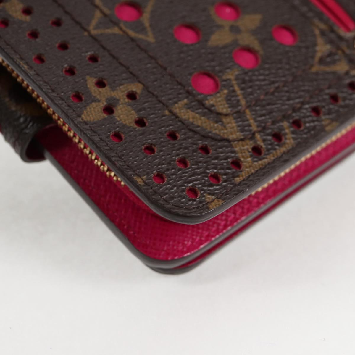 LOUIS VUITTON Monogram Perfo Compact zip Bifold Wallet M95188 LV Auth BA3167V