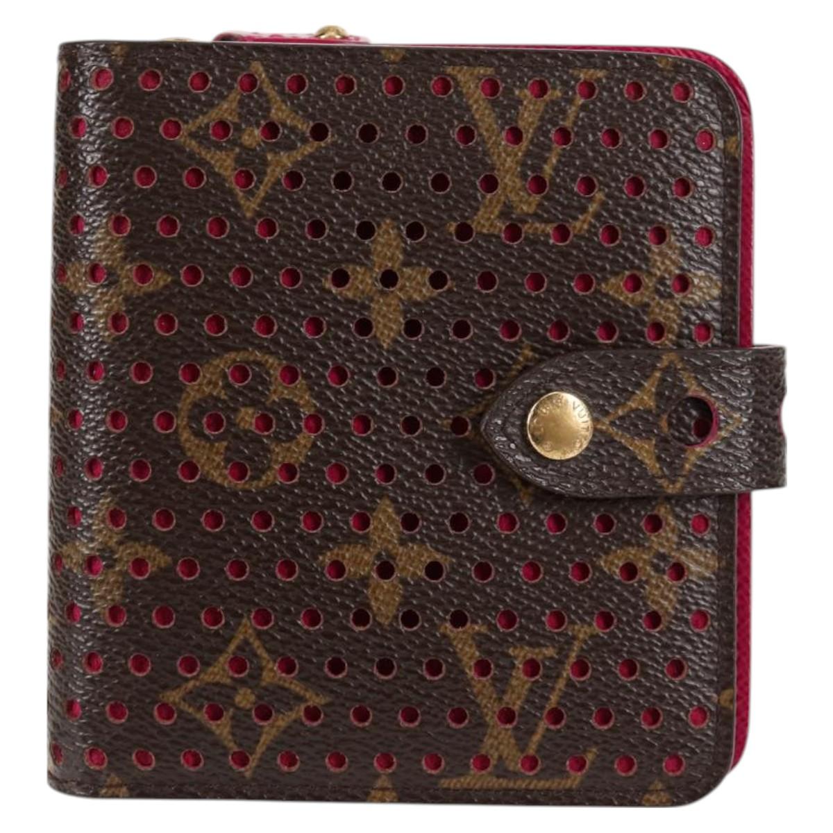 LOUIS VUITTON Monogram Perfo Compact zip Bifold Wallet M95188 LV Auth BA3167V