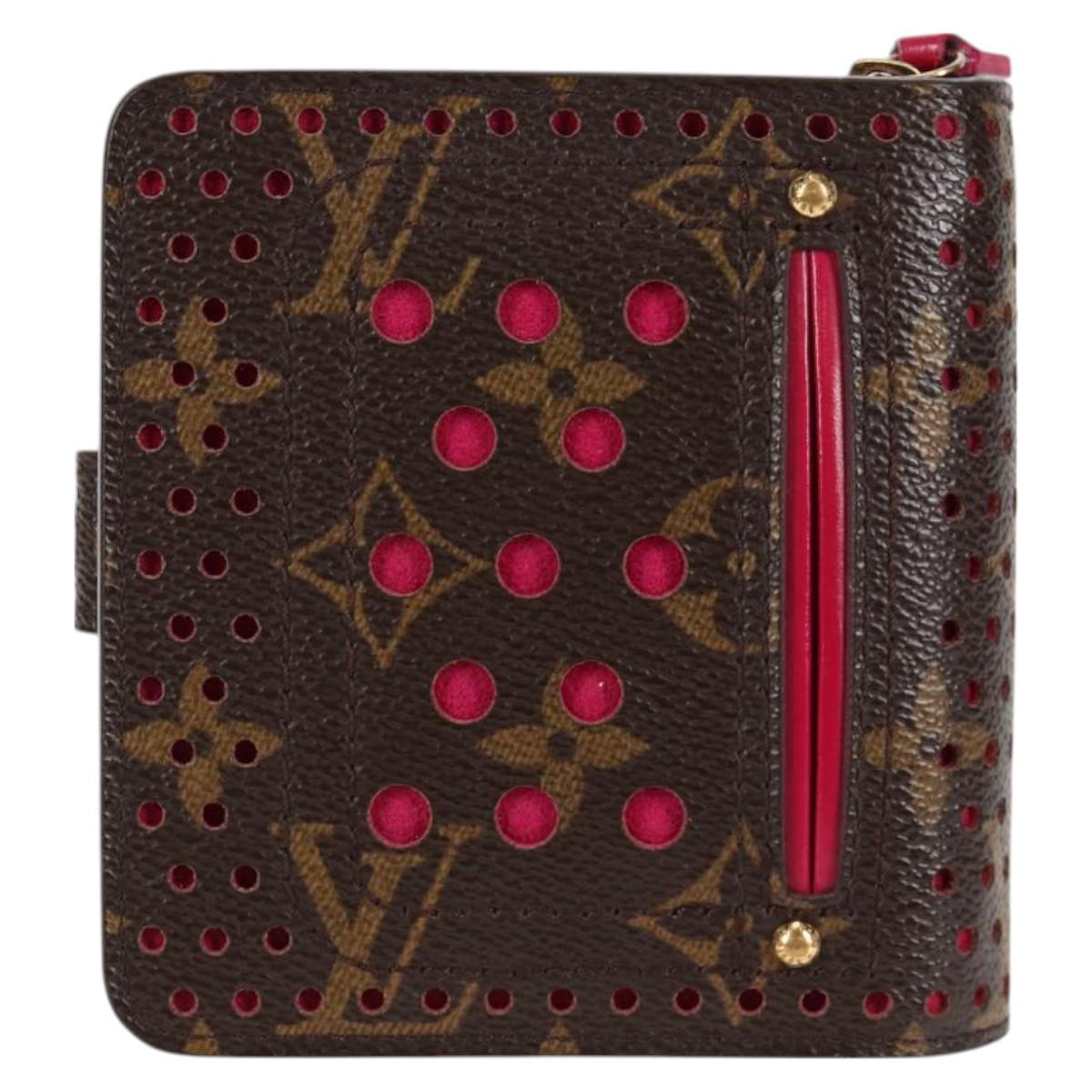 LOUIS VUITTON Monogram Perfo Compact zip Bifold Wallet M95188 LV Auth BA3167V