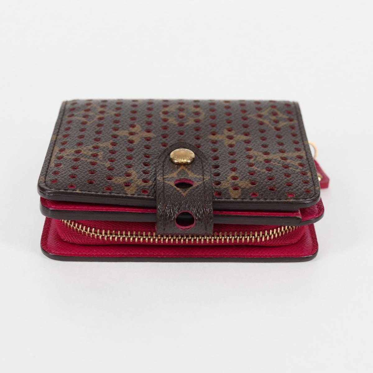 LOUIS VUITTON Monogram Perfo Compact zip Bifold Wallet M95188 LV Auth BA3167V