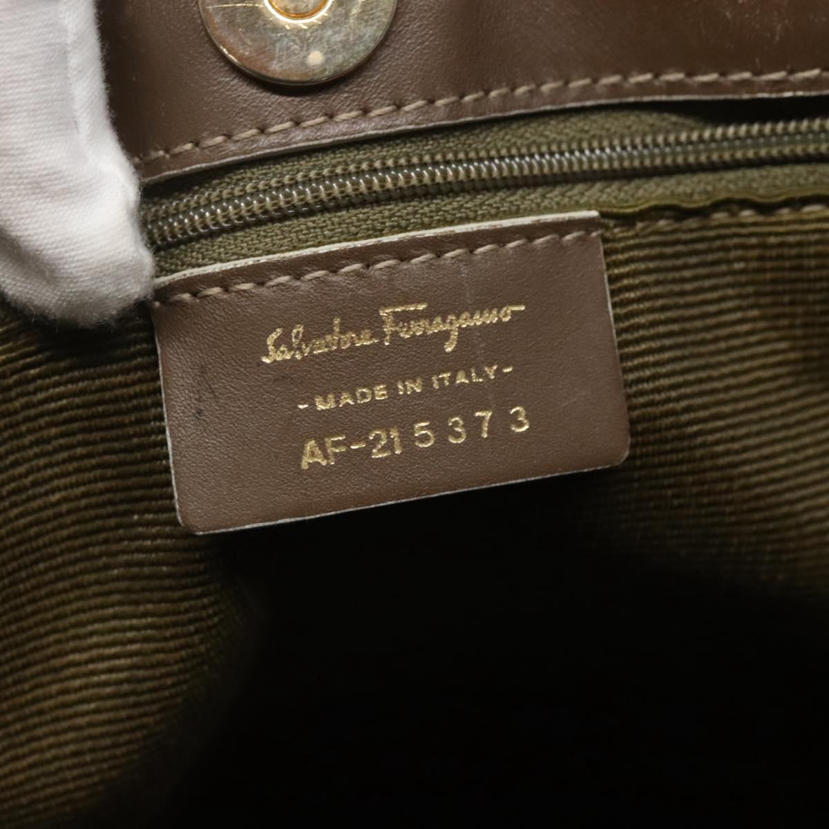 Salvatore Ferragamo Gancini Tote Bag Canvas Beige gold Auth BA3168