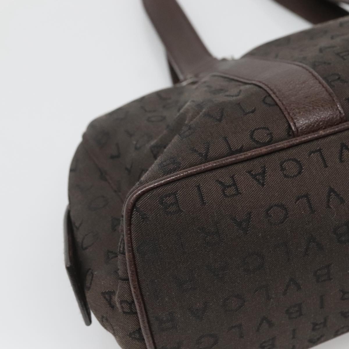 BVLGARI Logo Mania Shoulder Bag Canvas Brown Silver Auth BA3170