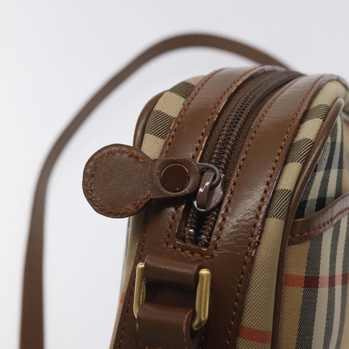 Burberrys Nova Check Shoulder Bag Canvas Beige Gold Auth BA3173