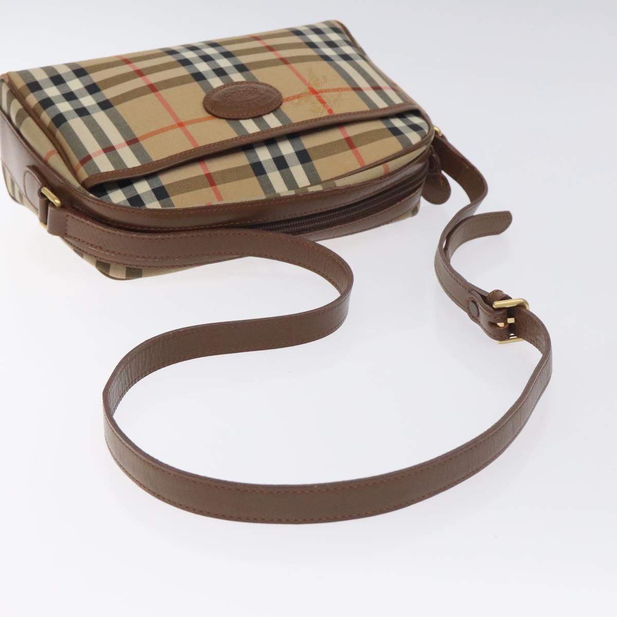 Burberrys Nova Check Shoulder Bag Canvas Beige Gold Auth BA3173
