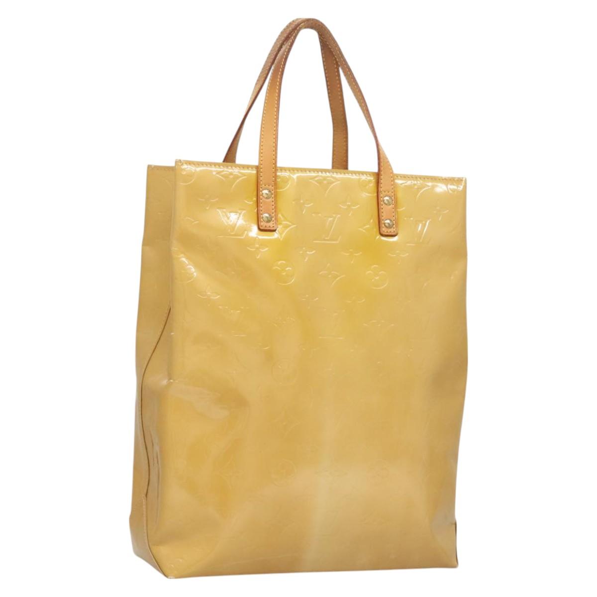 LOUIS VUITTON Monogram Vernis Reade MM Hand Bag Beige M91141 LV Auth BA3199