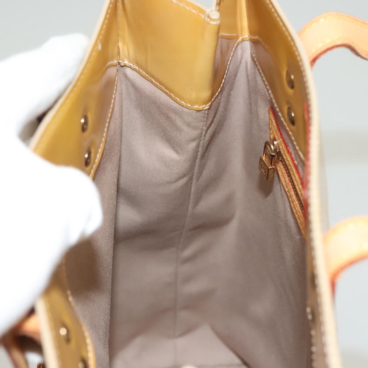 LOUIS VUITTON Monogram Vernis Reade MM Hand Bag Beige M91141 LV Auth BA3199