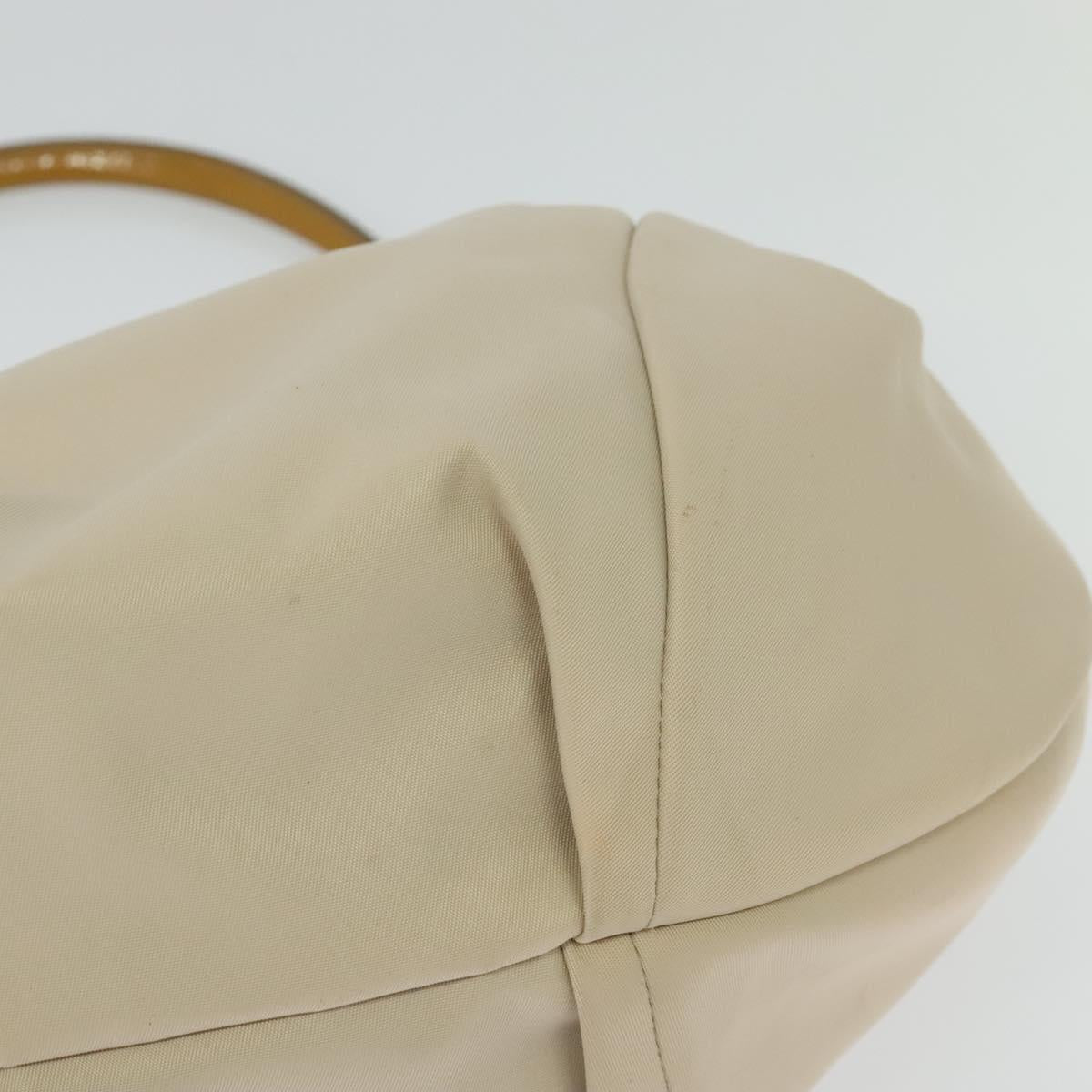 Salvatore Ferragamo Vala Shoulder Bag Nylon Beige Gold Auth BA3215