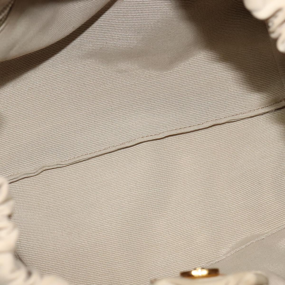 Salvatore Ferragamo Vala Shoulder Bag Nylon Beige Gold Auth BA3215