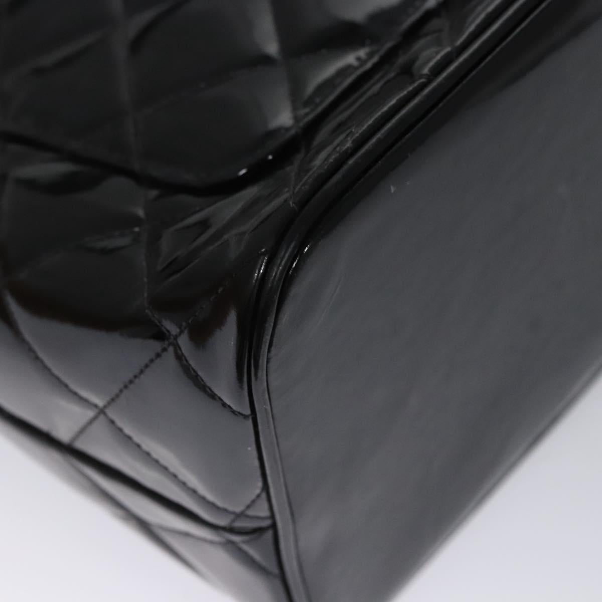 CHANEL Matelasse Tote Bag Patent leather Black CC Auth BA322
