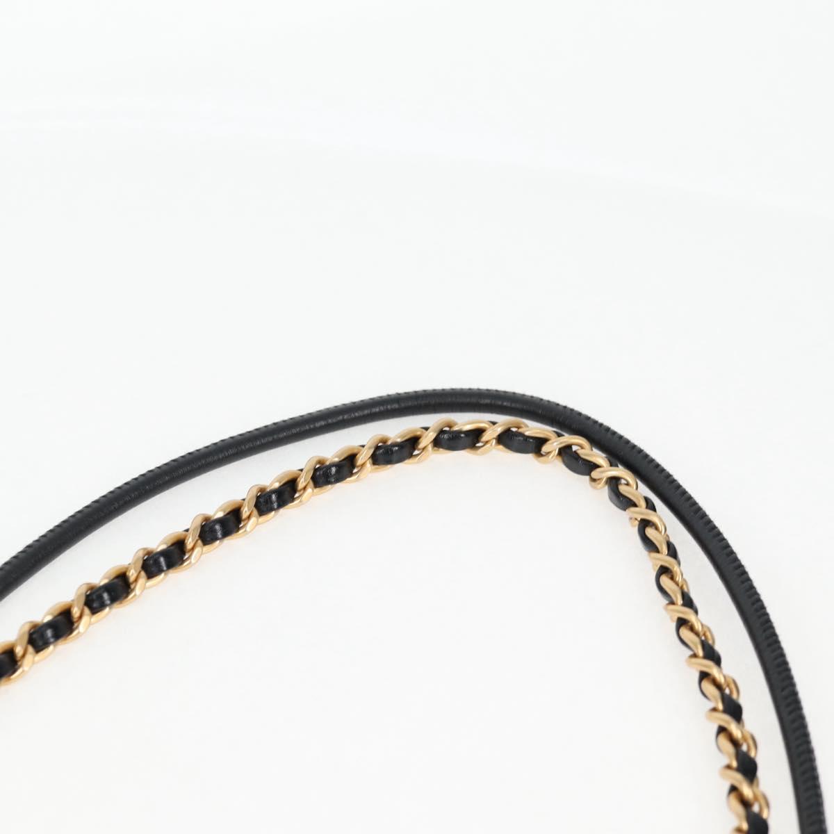 CHANEL Chain Chanel 22 Shoulder Bag Leather Black Gold CC Auth BA3220SM