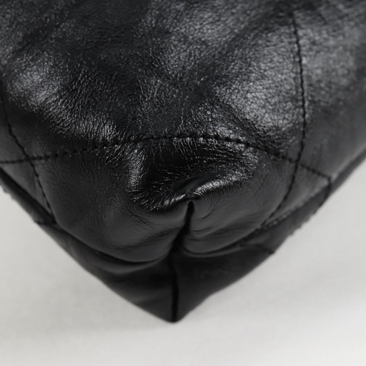 CHANEL Chain Chanel 22 Shoulder Bag Leather Black Gold CC Auth BA3220SM