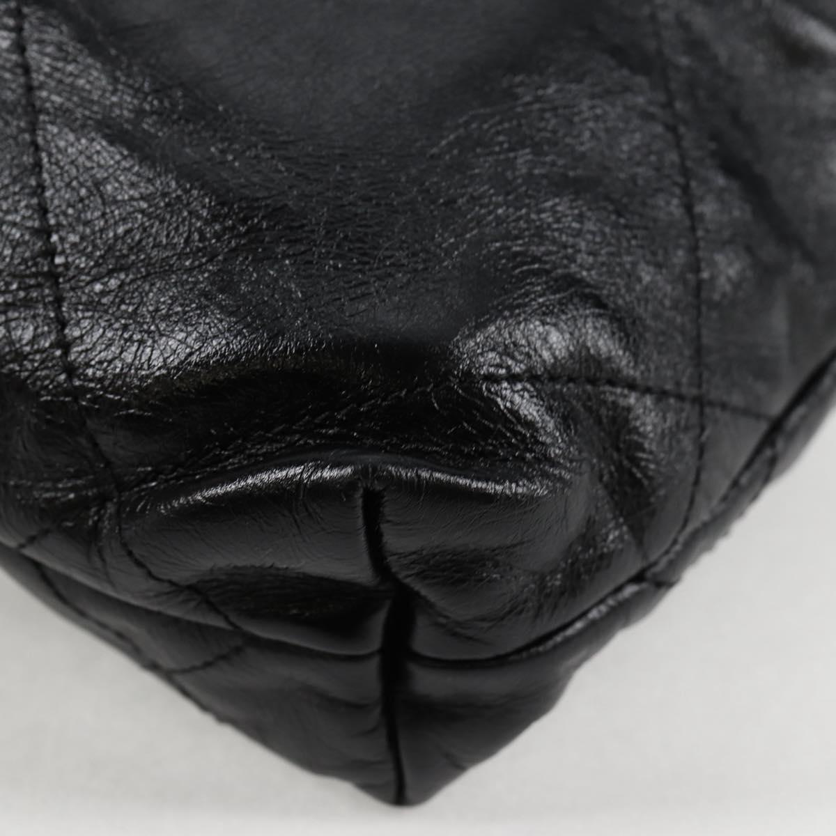 CHANEL Chain Chanel 22 Shoulder Bag Leather Black Gold CC Auth BA3220SM