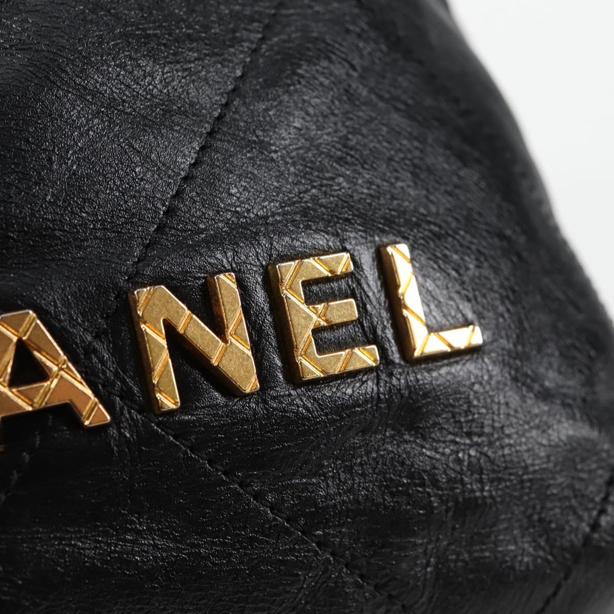 CHANEL Chain Chanel 22 Shoulder Bag Leather Black Gold CC Auth BA3220SM