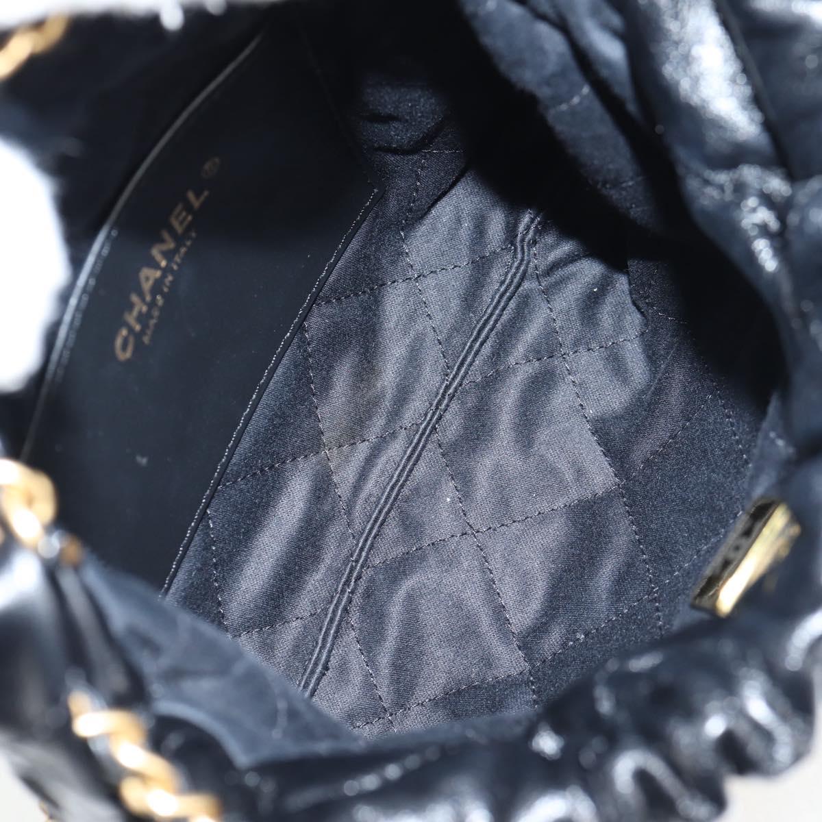 CHANEL Chain Chanel 22 Shoulder Bag Leather Black Gold CC Auth BA3220SM