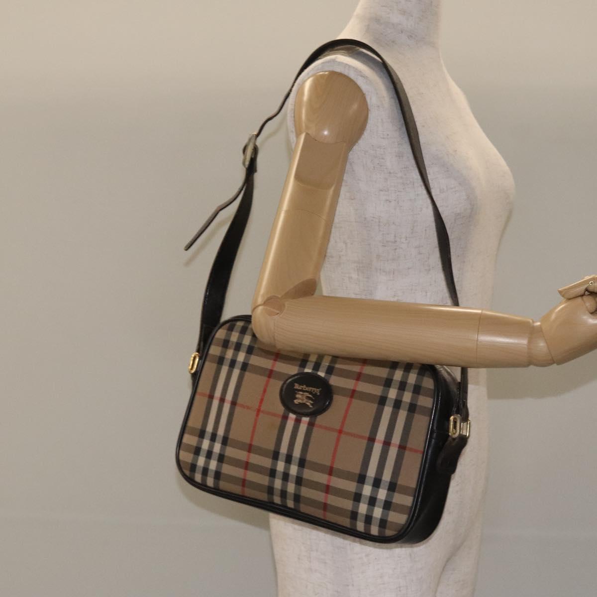 Burberrys Nova Check Shoulder Bag Canvas Beige Auth BA3222
