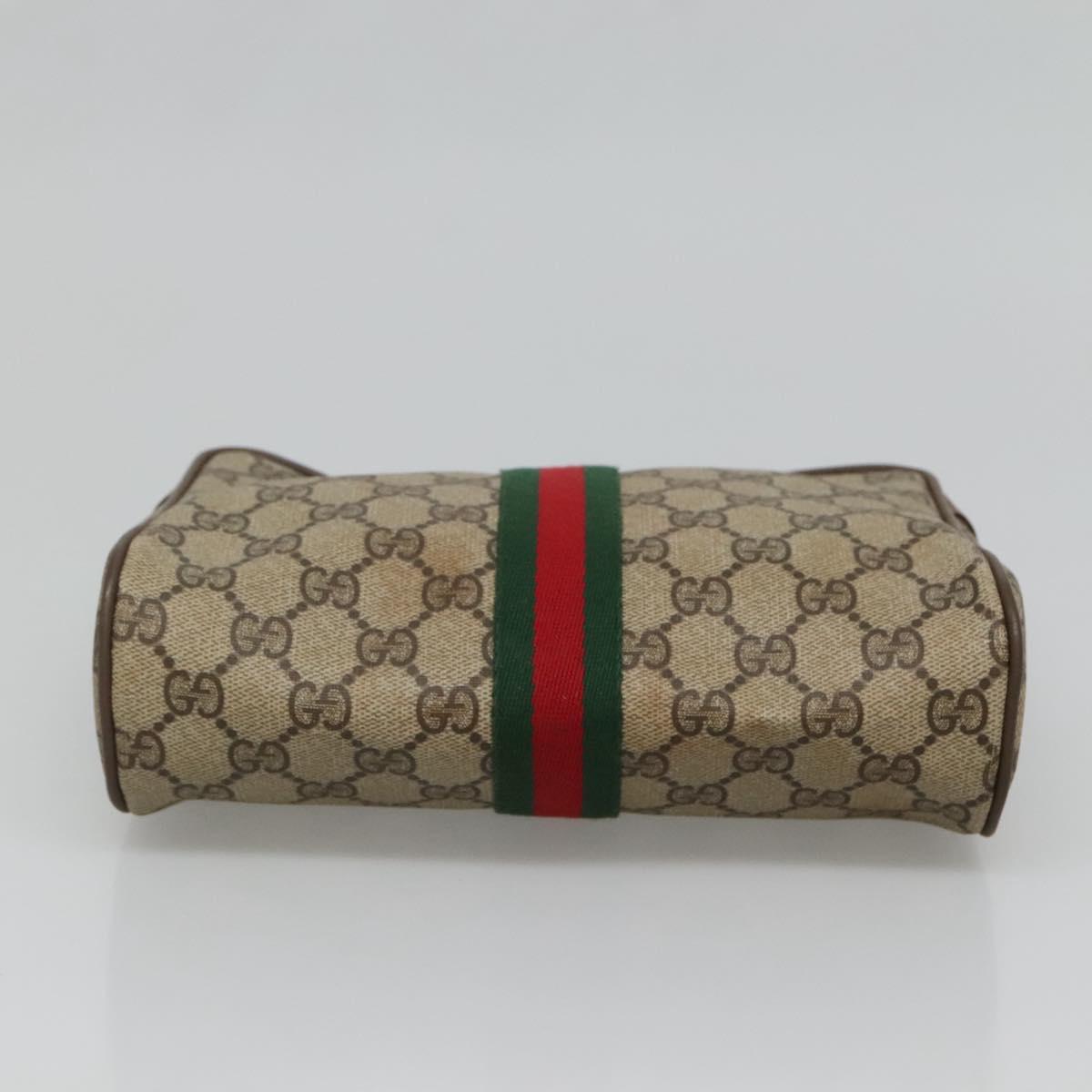 GUCCI GG Supreme Web Sherry Line Clutch Bag PVC Beige 89 01 012 Auth BA3229