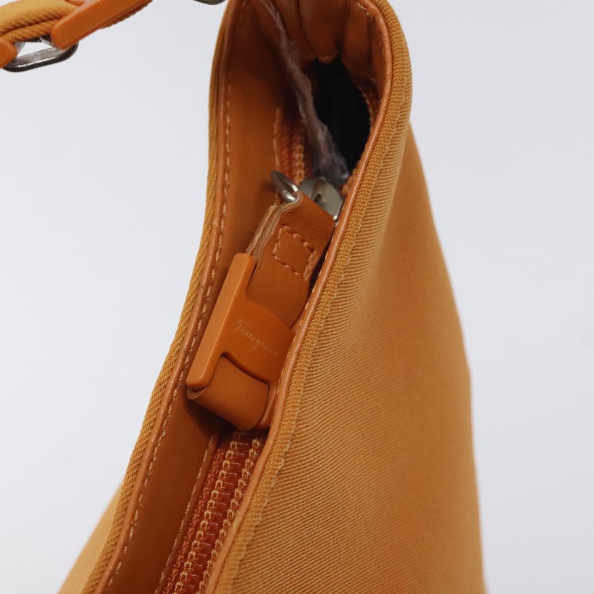 Salvatore Ferragamo Shoulder Bag Canvas Orange Auth BA3239