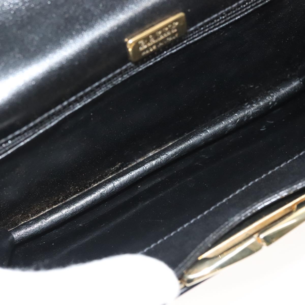 BALLY Wallet Chain Shoulder Bag Leather Gold Black Auth BA3241