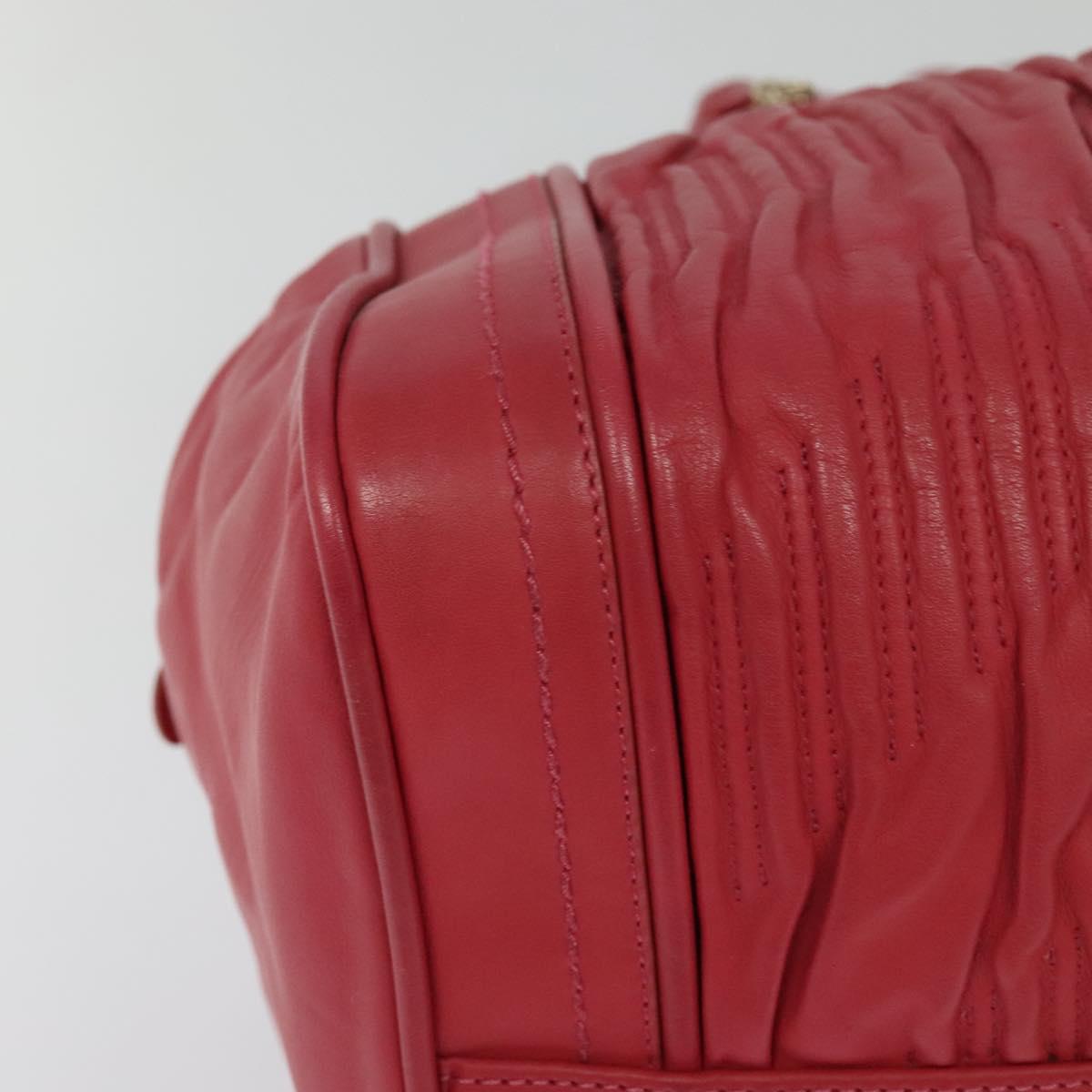 BALLY Hand Bag Leather Pink Gold Auth BA3242