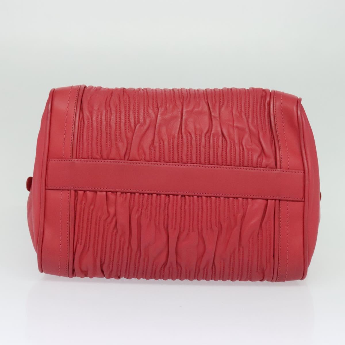 BALLY Hand Bag Leather Pink Gold Auth BA3242