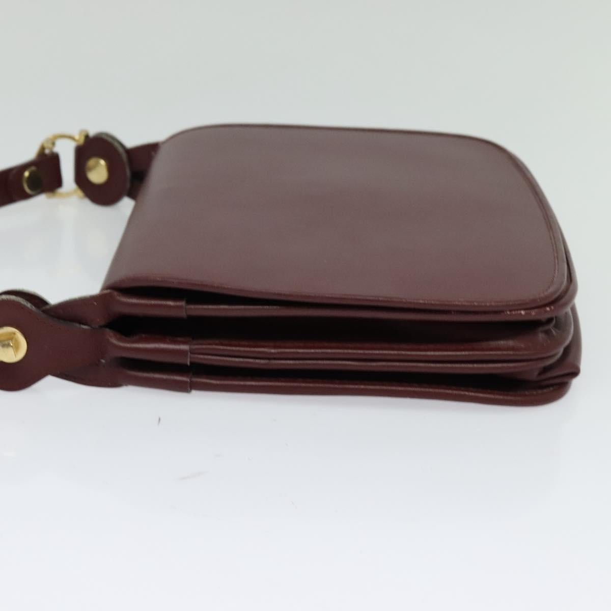 CARTIER Must Line Shoulder Bag Leather Bordeaux Gold Auth BA3243