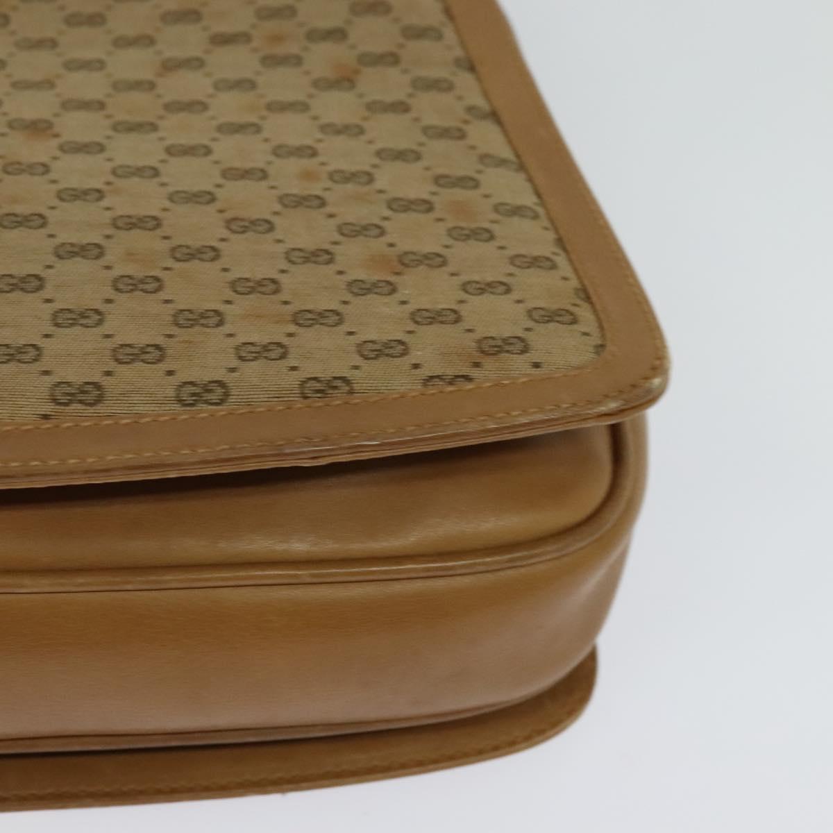 GUCCI Micro GG Canvas Shoulder Bag Beige Gold Auth BA3245