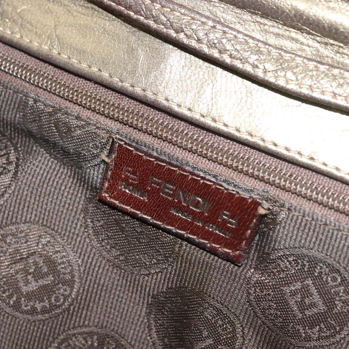 FENDI Shoulder Bag Leather Gold Auth BA3251