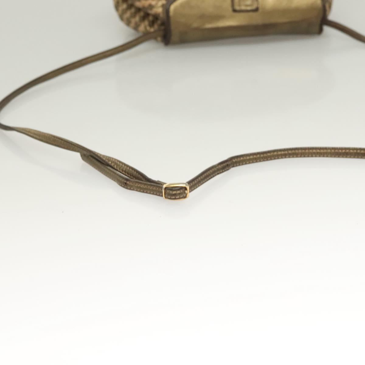 FENDI Shoulder Bag Leather Gold Auth BA3251