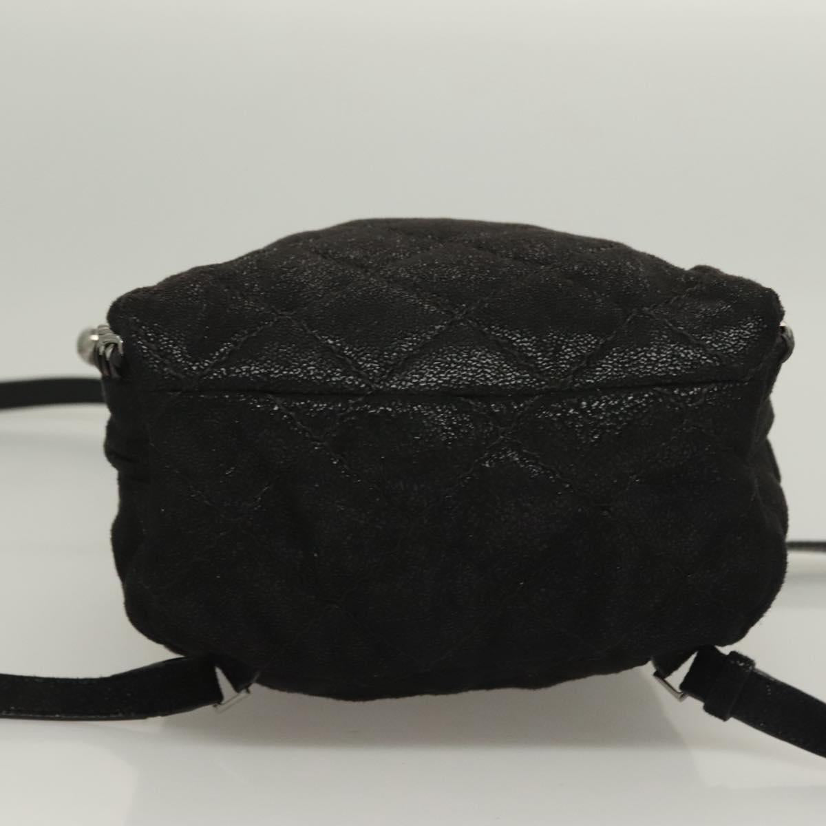 Stella MacCartney Falabella Chain Backpack Suede Black Silver 364517 Auth BA3253