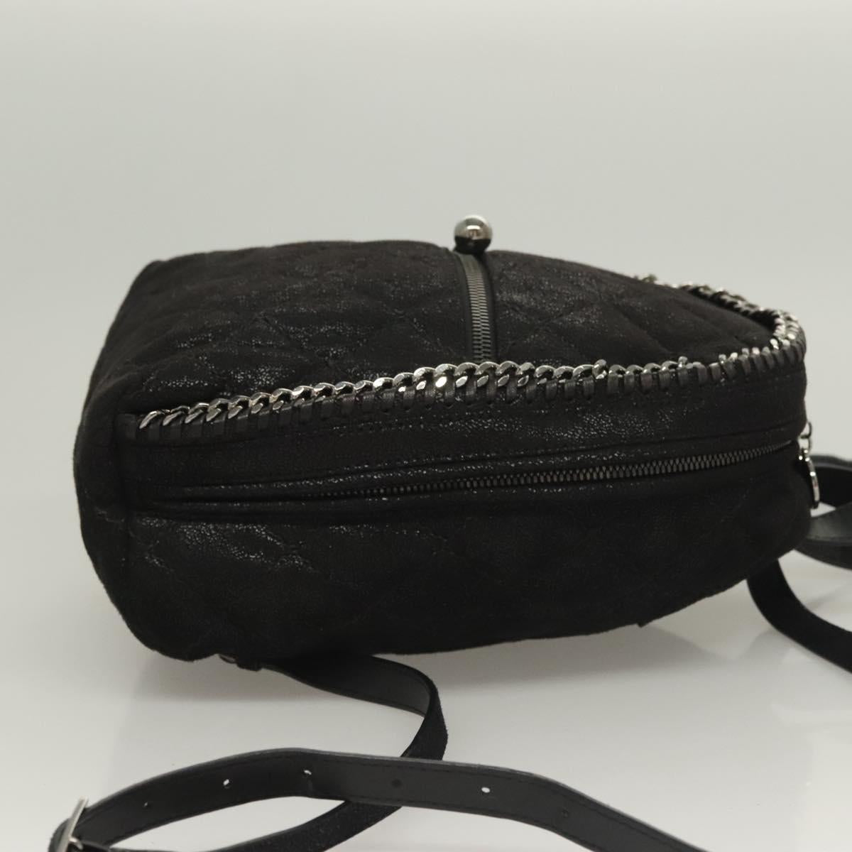 Stella MacCartney Falabella Chain Backpack Suede Black Silver 364517 Auth BA3253