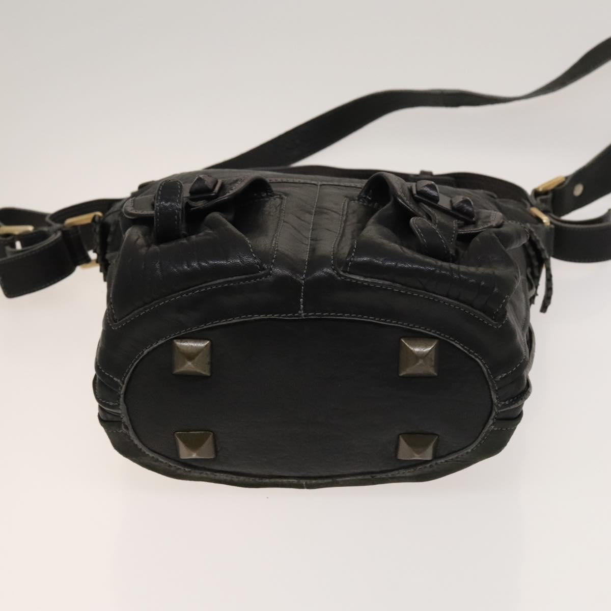 Chloe Shoulder Bag Leather 2wy Black Gold Auth BA3264