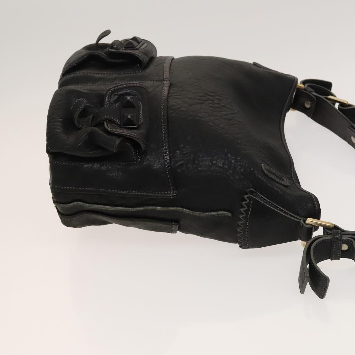 Chloe Shoulder Bag Leather 2wy Black Gold Auth BA3264