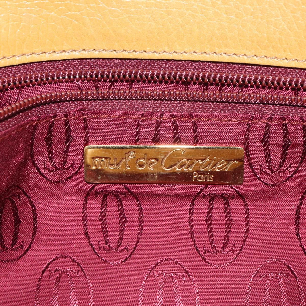 CARTIER Must Line Clutch Bag Leather Beige Auth BA3268