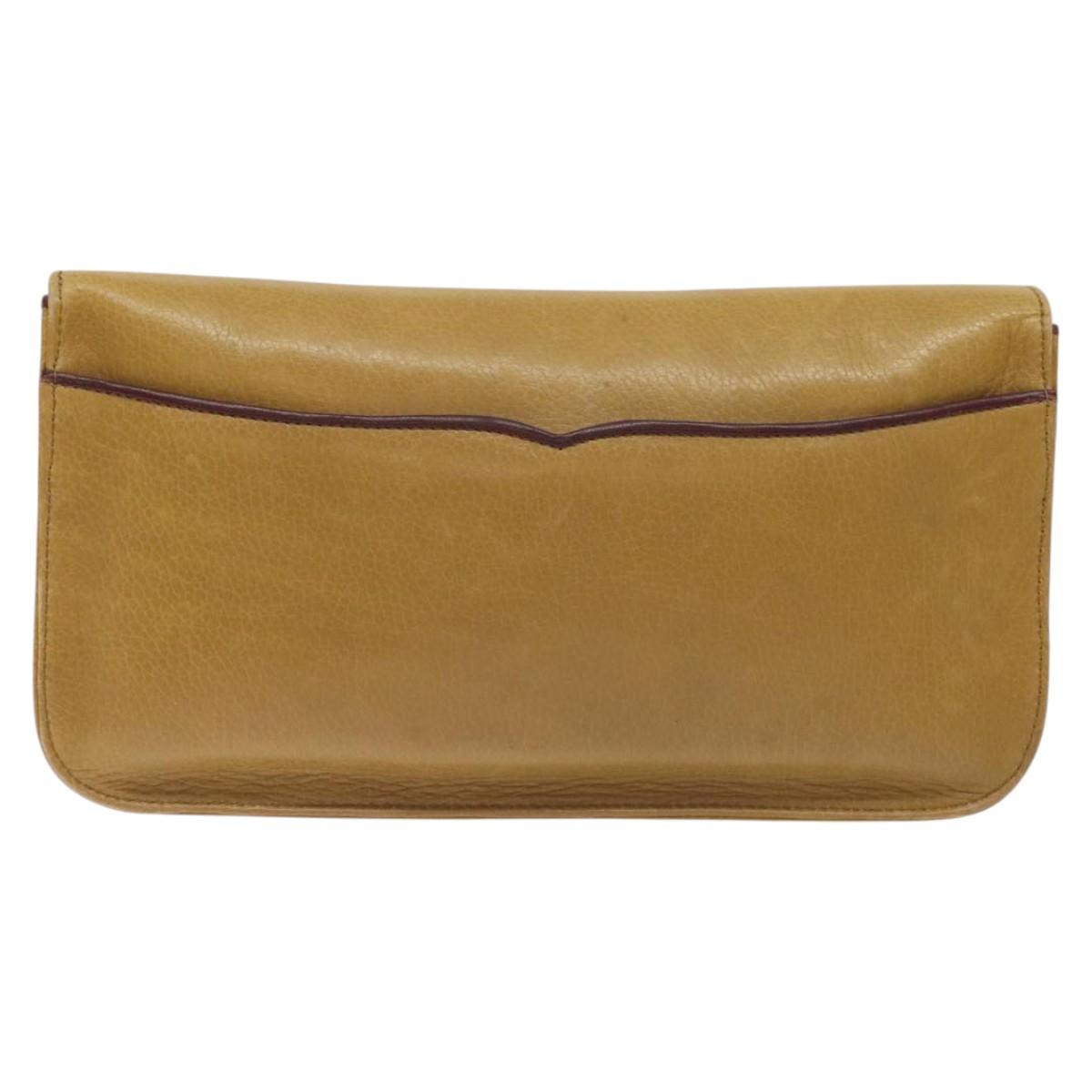 CARTIER Must Line Clutch Bag Leather Beige Auth BA3268
