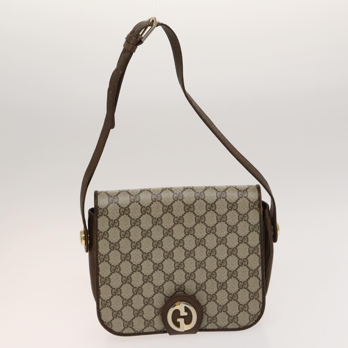 GUCCI Cartier GG Supreme Bag PVC Leather 2 Set Beige Bordeaux gold Auth BA3271