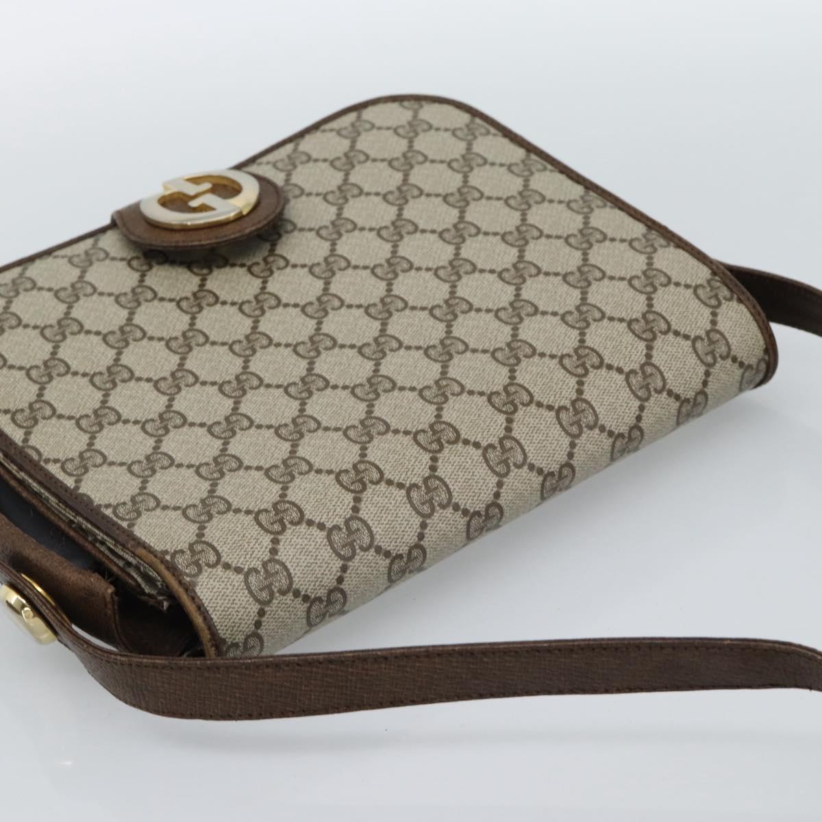 GUCCI Cartier GG Supreme Bag PVC Leather 2 Set Beige Bordeaux gold Auth BA3271