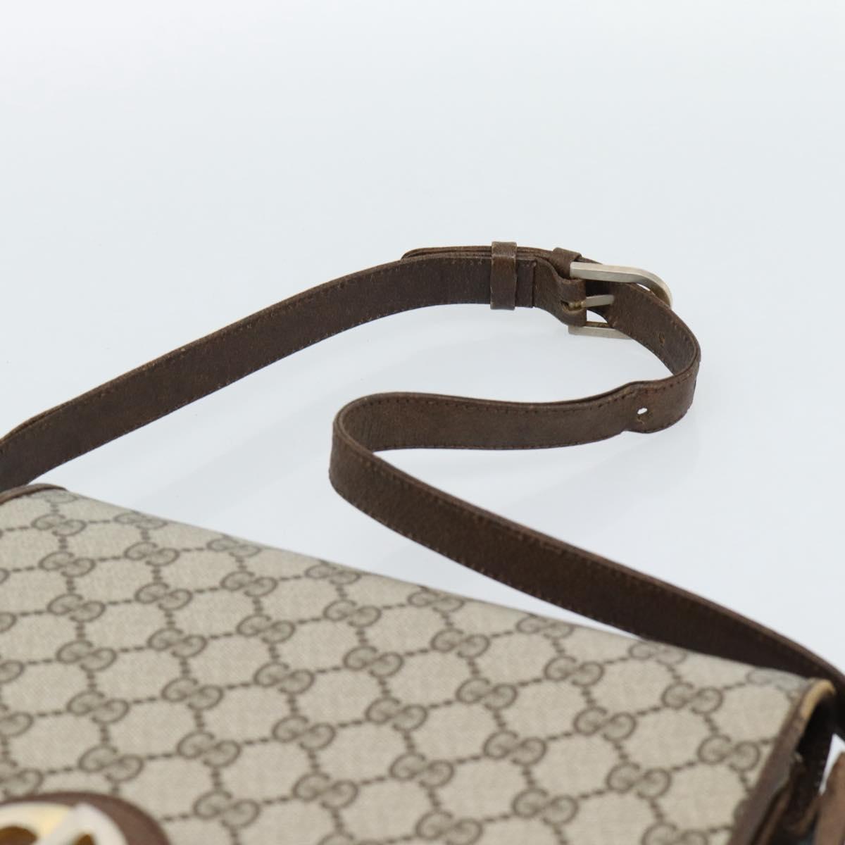 GUCCI Cartier GG Supreme Bag PVC Leather 2 Set Beige Bordeaux gold Auth BA3271