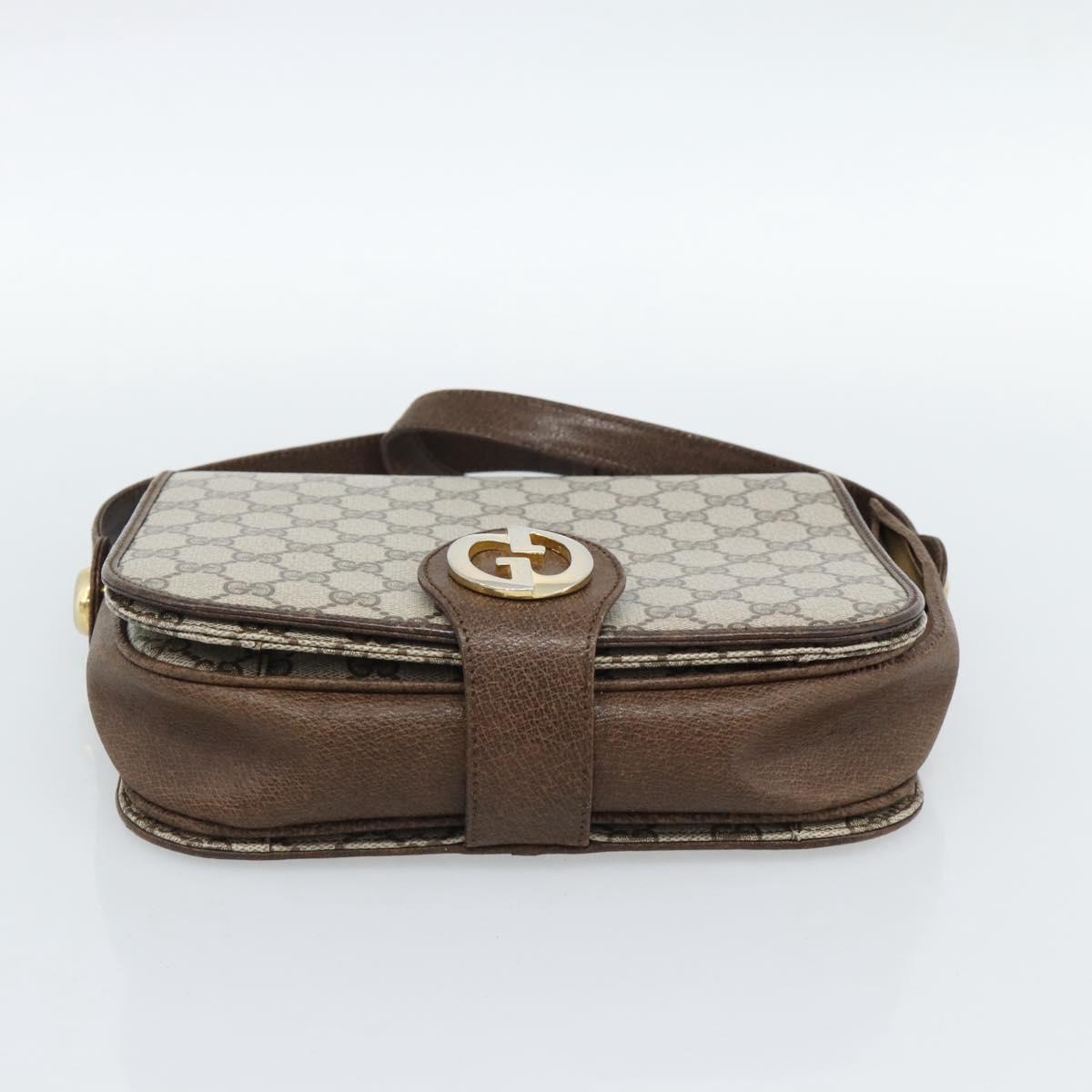 GUCCI Cartier GG Supreme Bag PVC Leather 2 Set Beige Bordeaux gold Auth BA3271
