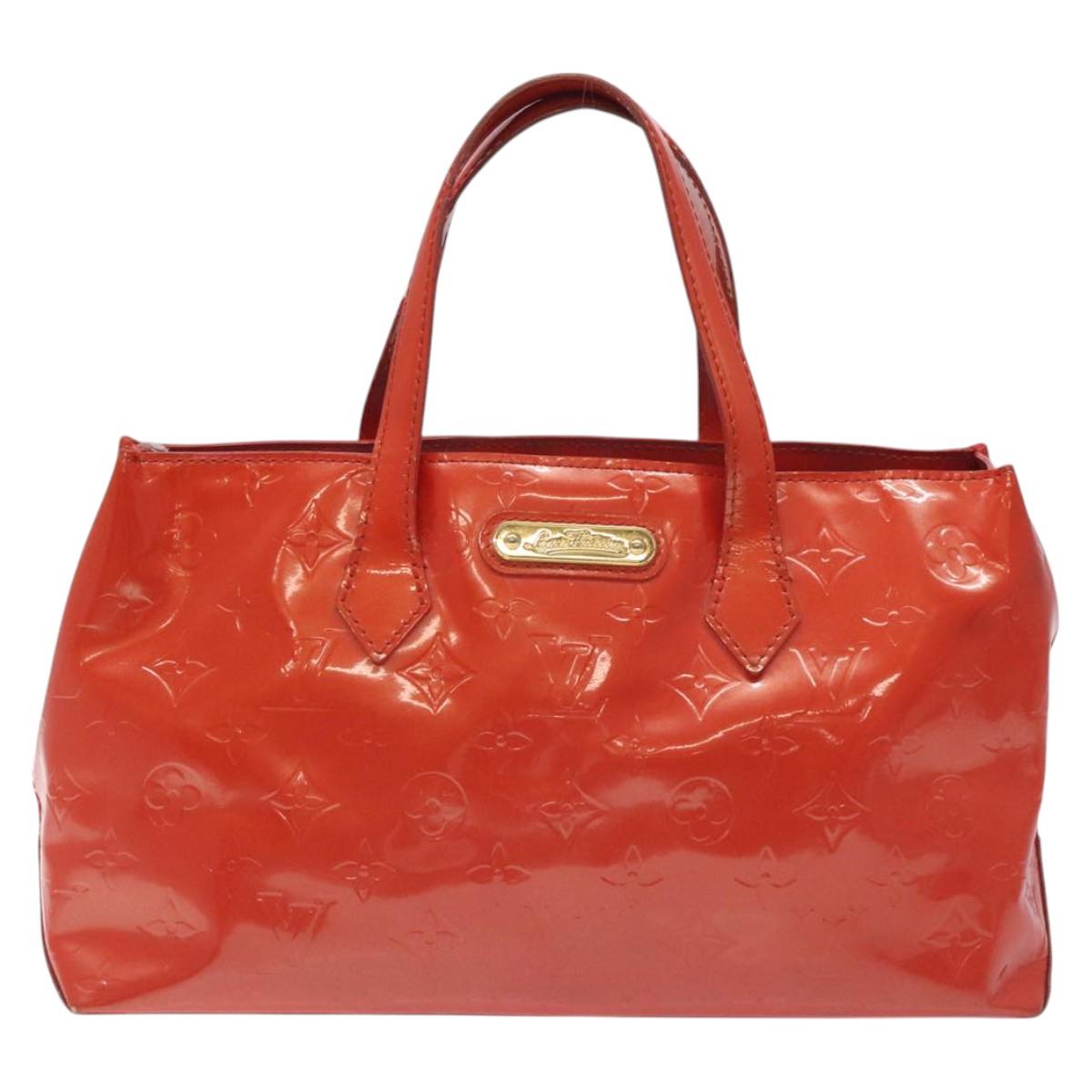 LOUIS VUITTON Vernis Wilshire PM Hand Bag Orenge Sunset M93644 LV Auth BA3277