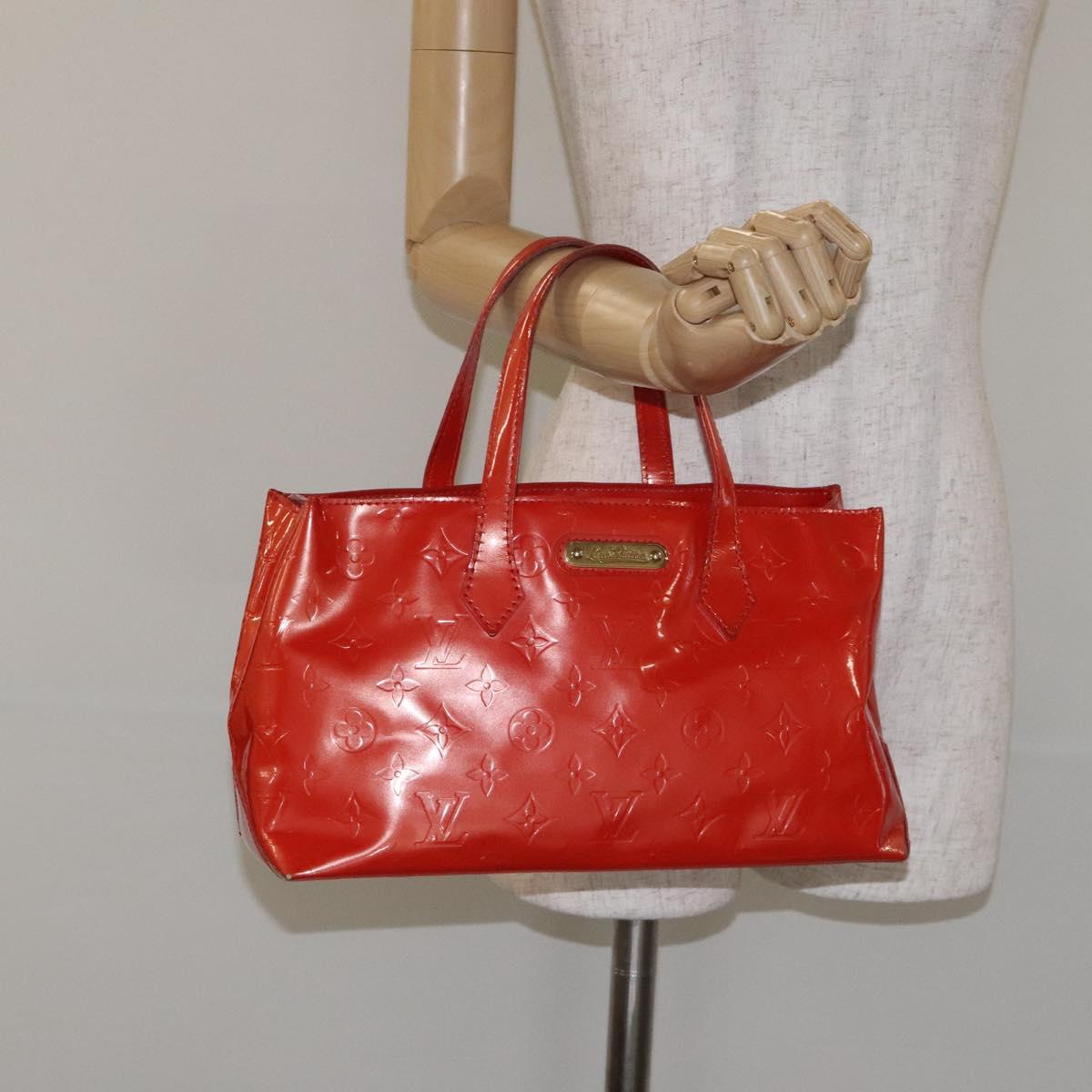 LOUIS VUITTON Vernis Wilshire PM Hand Bag Orenge Sunset M93644 LV Auth BA3277