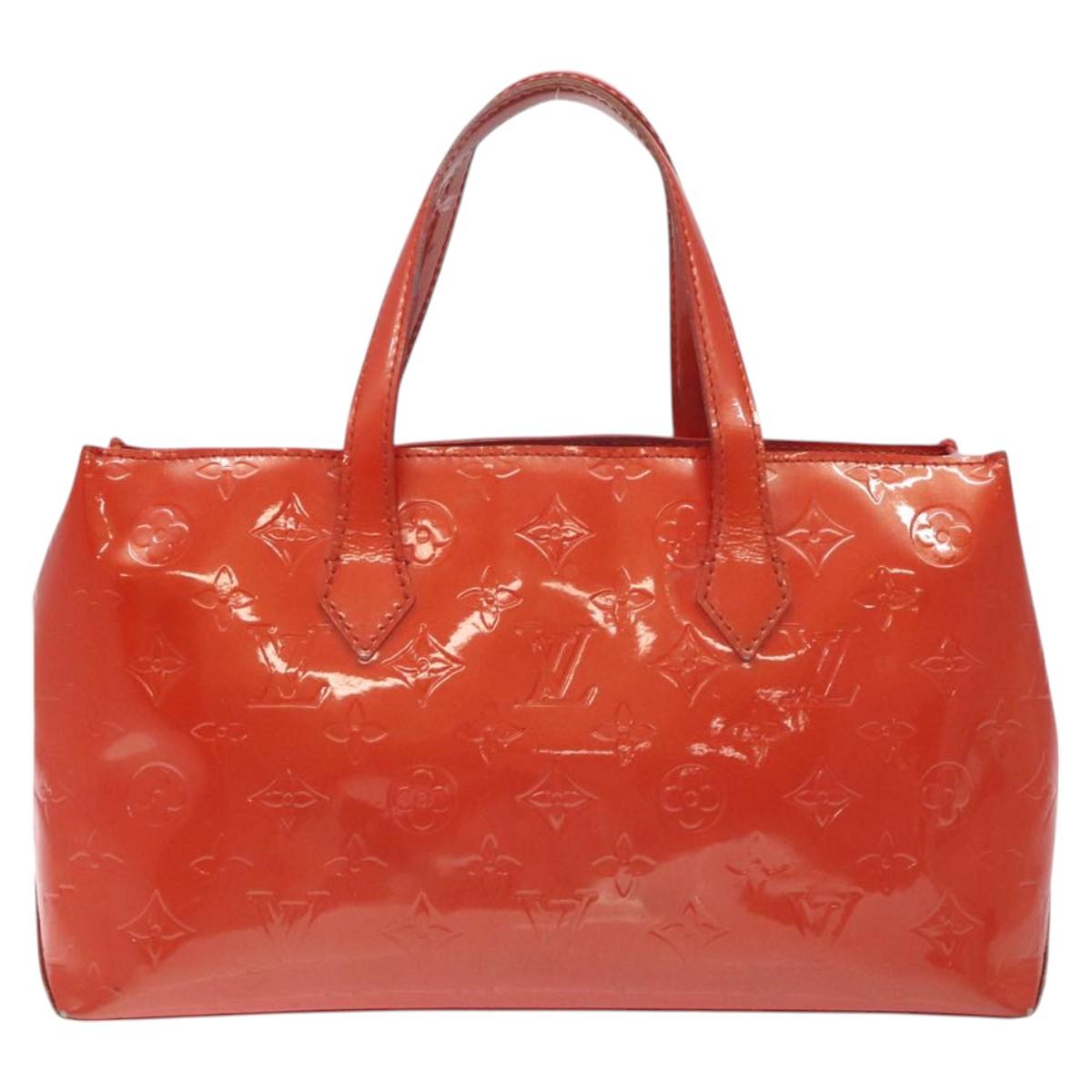 LOUIS VUITTON Vernis Wilshire PM Hand Bag Orenge Sunset M93644 LV Auth BA3277