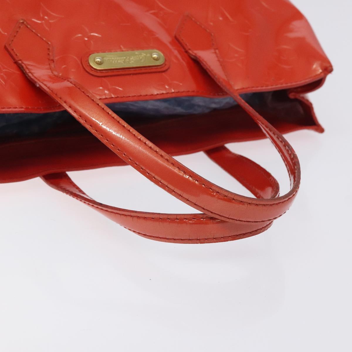LOUIS VUITTON Vernis Wilshire PM Hand Bag Orenge Sunset M93644 LV Auth BA3277