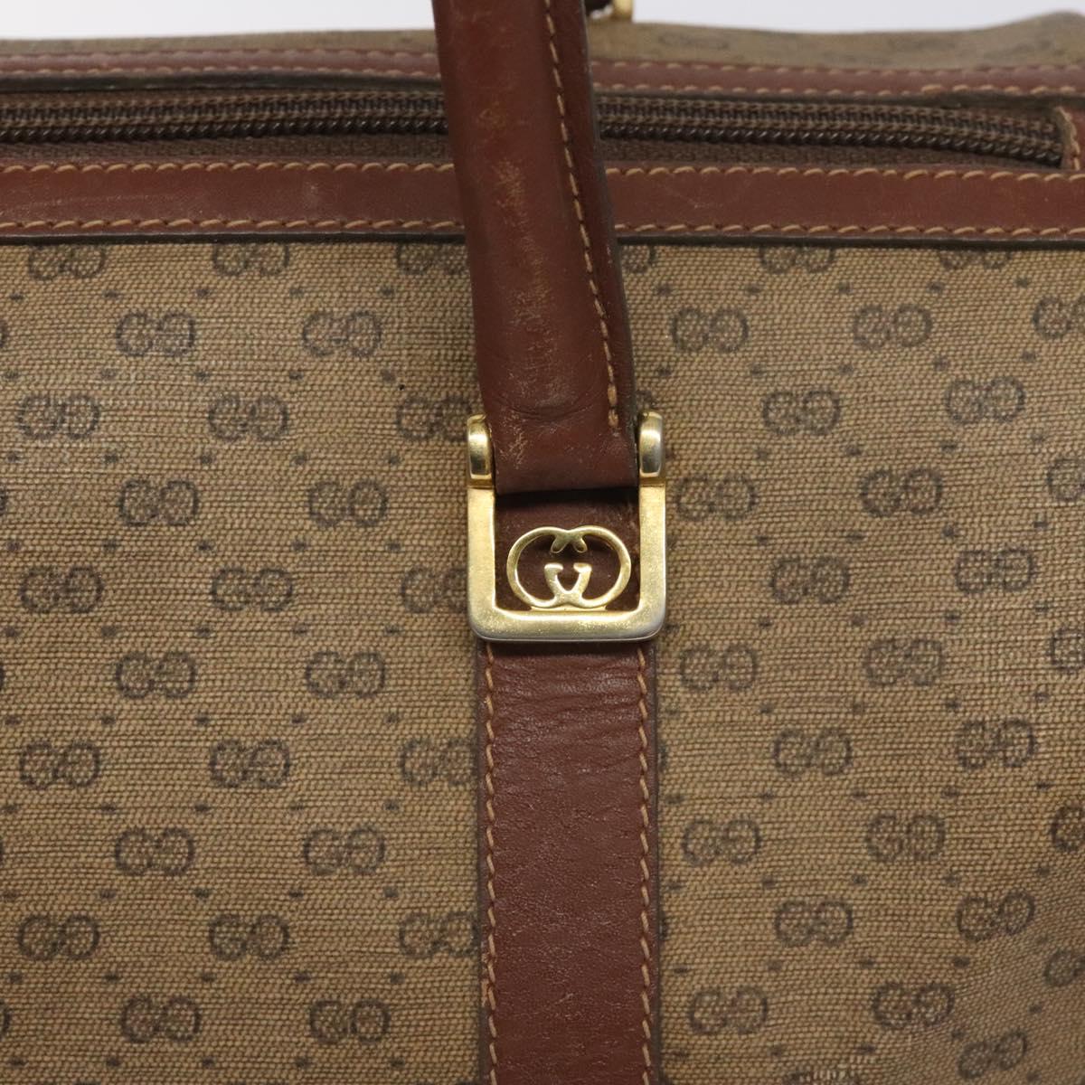 GUCCI Micro GG Supreme Hand Bag PVC Beige Gold 000 58 0040 Auth BA3300