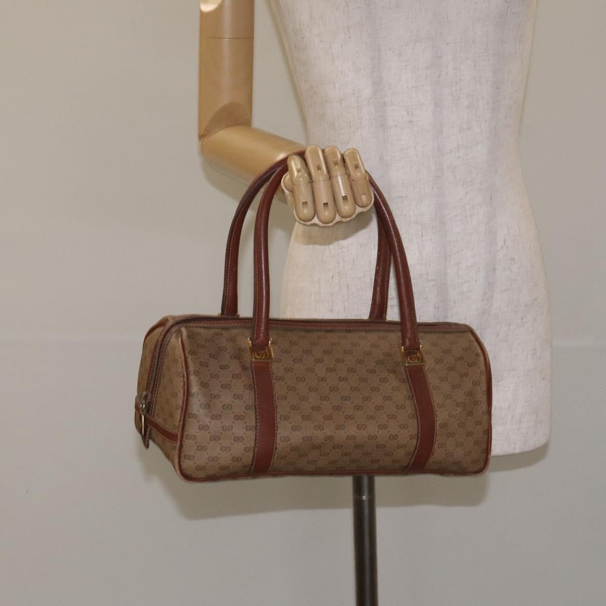 GUCCI Micro GG Supreme Hand Bag PVC Beige Gold 000 58 0040 Auth BA3300